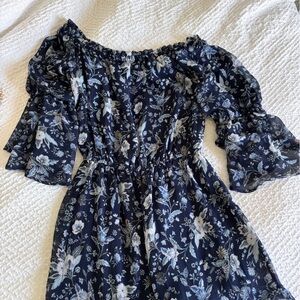Blue floral romper